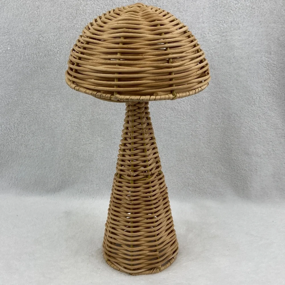 Woven Rattan Mushroom Decor 13.5”